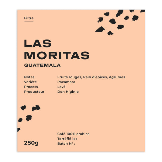 Zoom du packaging de café Las Moritas - Guatemala